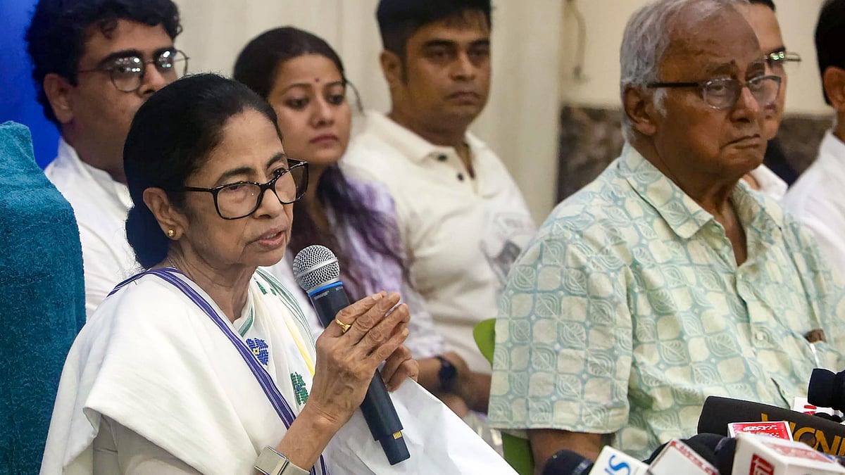 Mamata Banerjee during a party meeting.