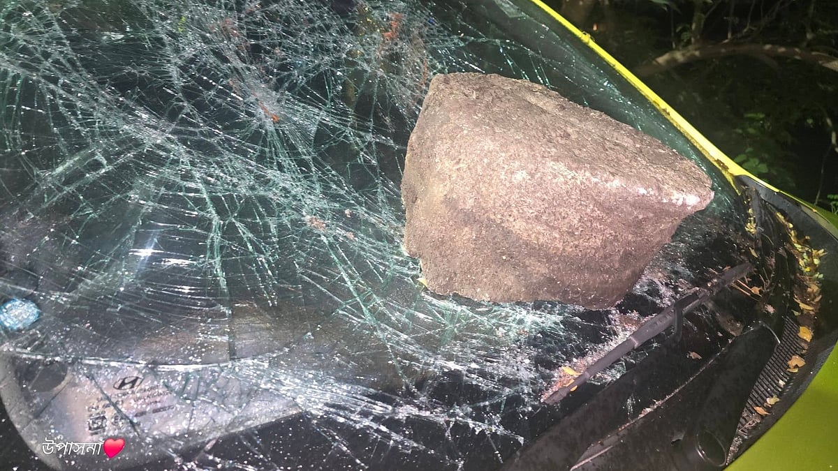 A car damaged in the violence