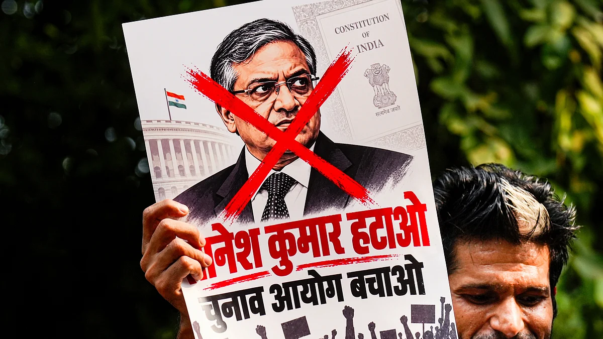An IYC protest against CEC Gyanesh Kumar in New Delhi, 23 Sep