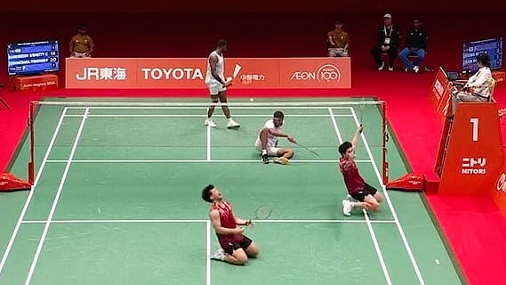 A crestfallen Indian pair of Satwik-Chirag after losing in first round