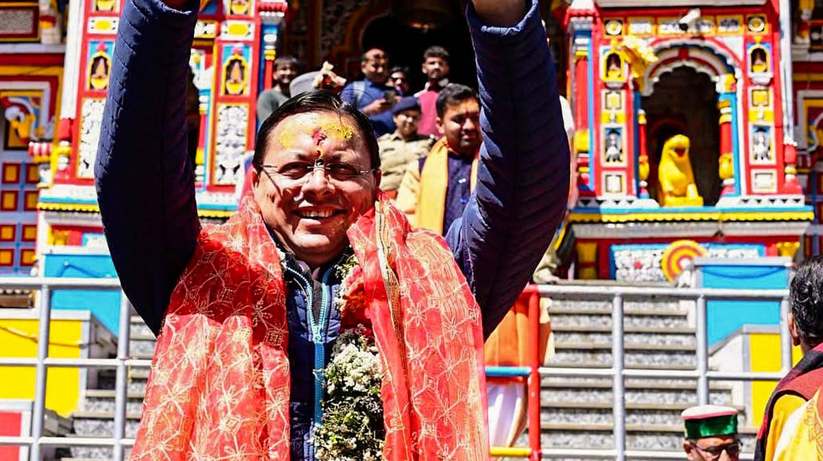 Uttarakhand CM Pushkar Singh Dhami on a visit to Badrinath Temple, 20 Sep