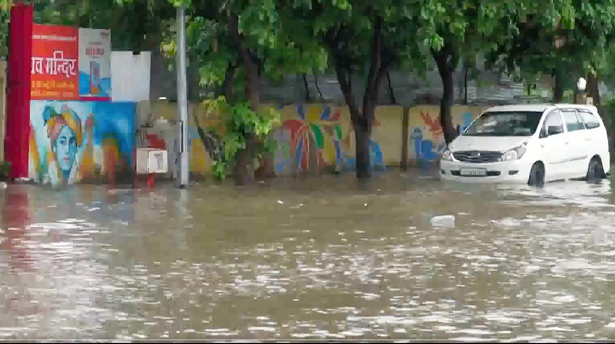 Video screen grab of flooding in Prayagraj