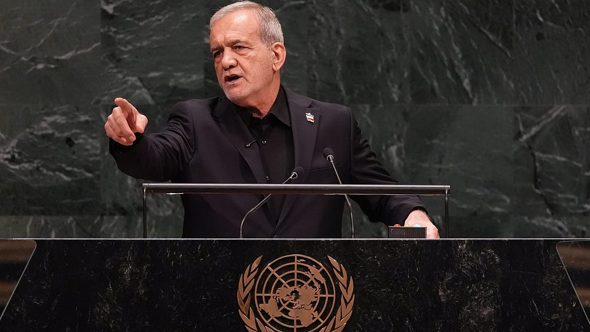 Iran's President Masoud Pezeshkian at United Nations headquarters.