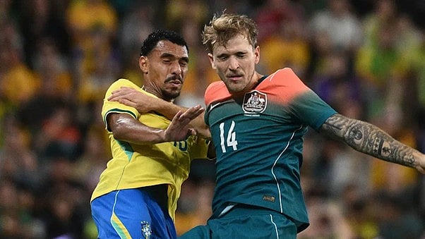 No quarter given: Brazil were held to a 1-1 draw by Australia in first friendly