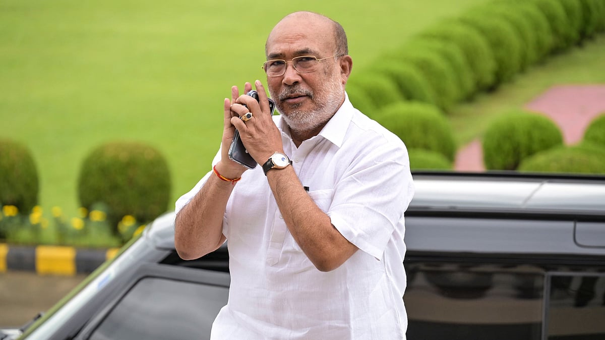 Former Manipur CM N. Biren Singh arrives at the Manipur Assembly, 2 Sep