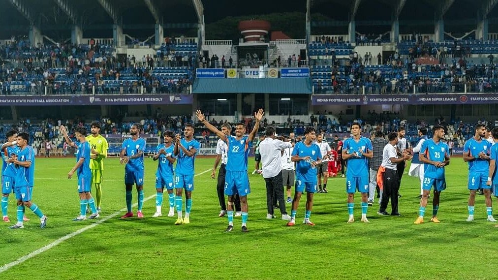 Spring in their step: Indian team after their draw against Panama