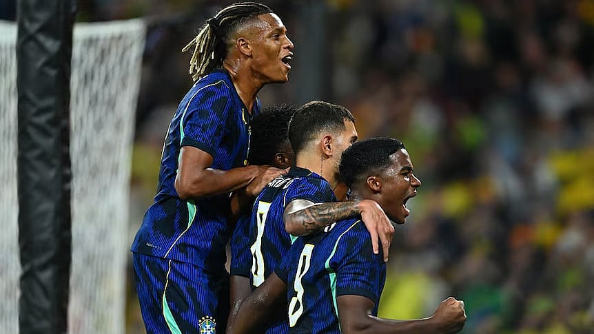 Warming up: Brazil rallied to beat Australia 4-2 in their second friendly in Brisbane today