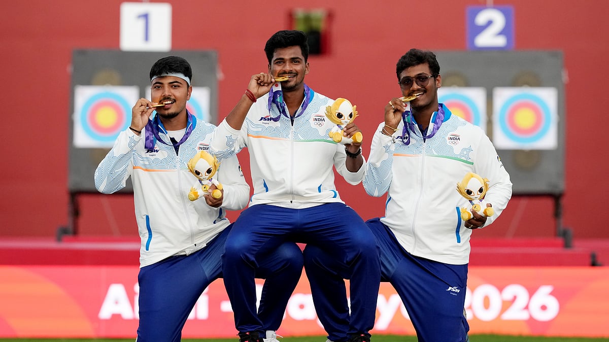 (From left) India's Kushal Dalal, Sahil Jadhav and Ganesh Mani Ratnam Thirumuru in Nagoya, Japan.