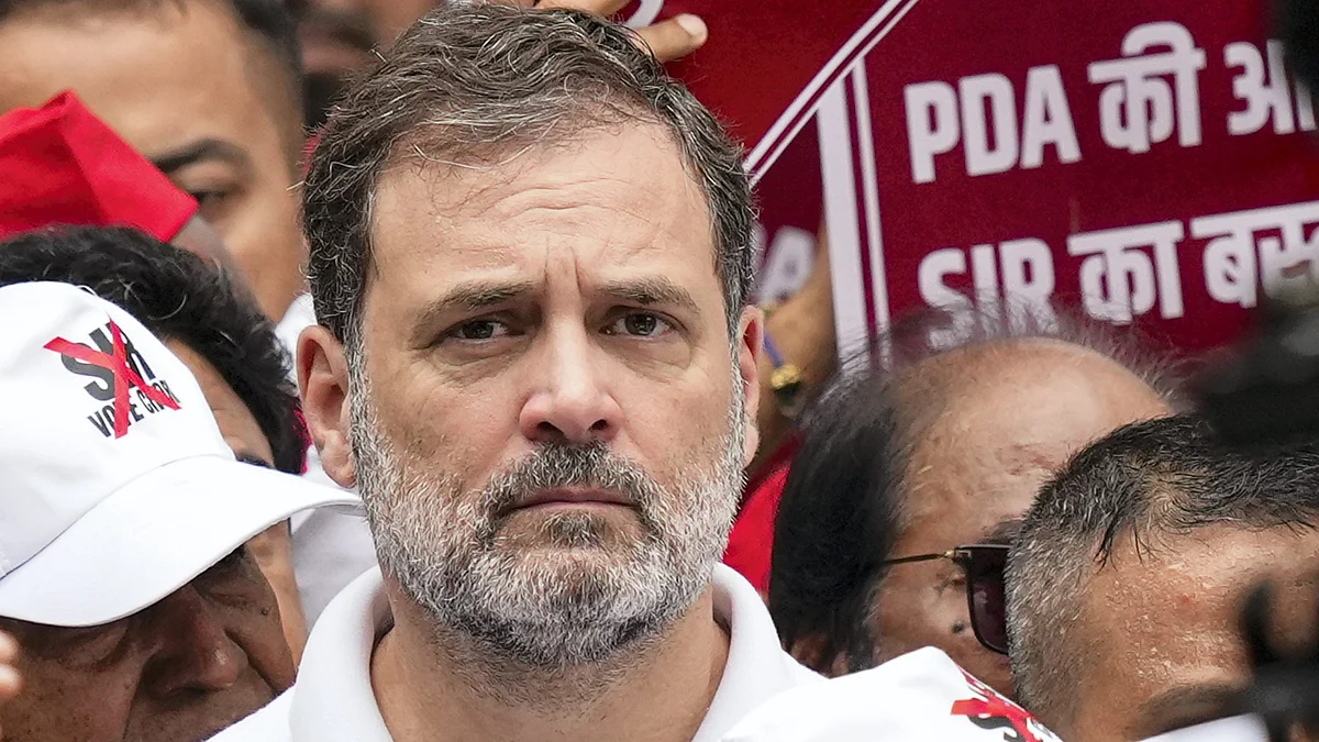 Congress leader Rahul Gandhi during a protest march.