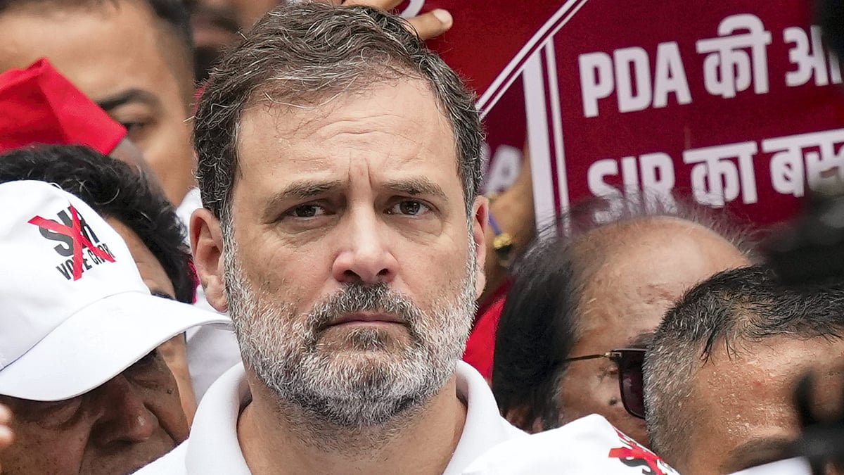 Congress leader Rahul Gandhi during a protest march.