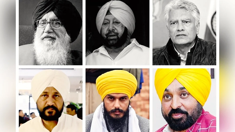 Parkash Singh Badal, Amarinder Singh, Sunil Jakhar, Charanjit Channi, Amritpal Singh, Bhagwant Mann