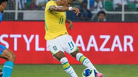 Estevao strikes Brazil's first goal of the evening against India