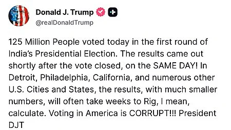 Donald Trump appears to confuse Brazil with India in a social media post.