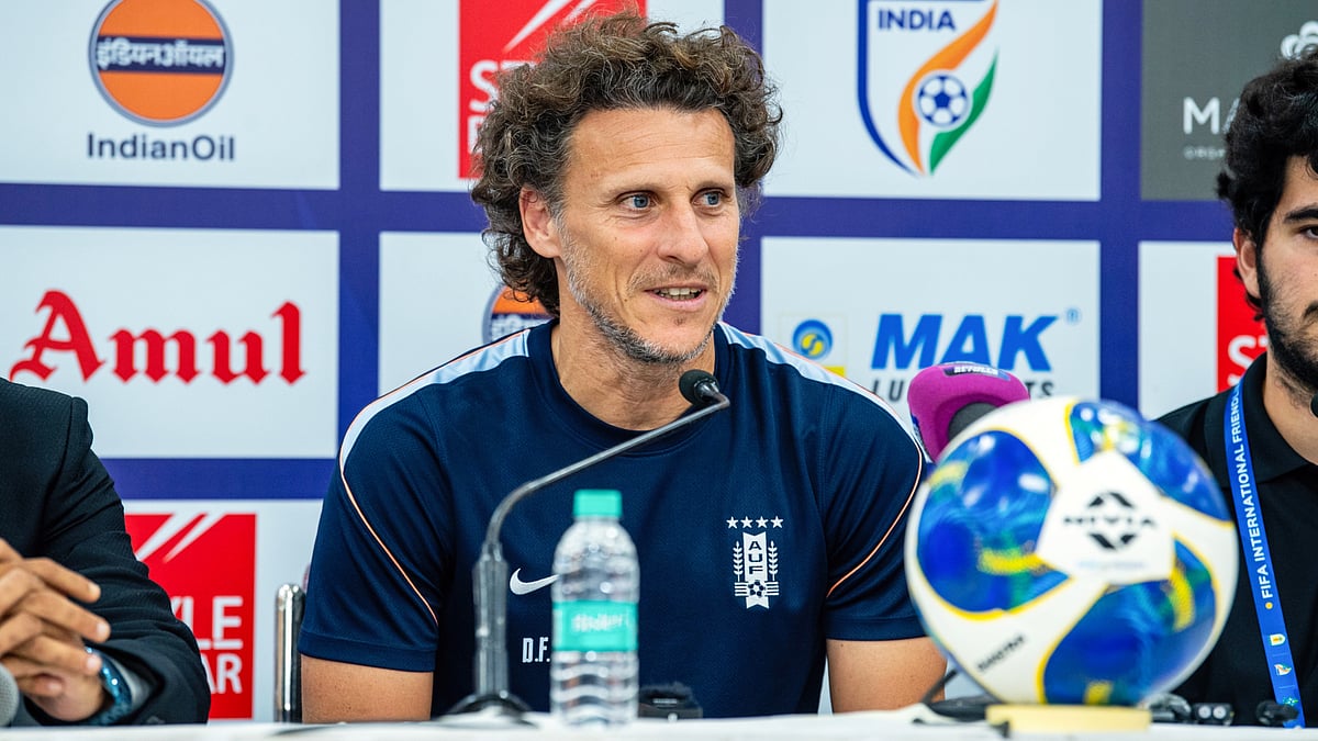 Uruguay head coach Diego Forlan at the pre-match press conference