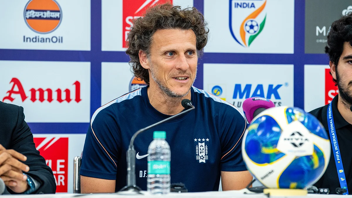 Uruguay head coach Diego Forlan at the pre-match press conference