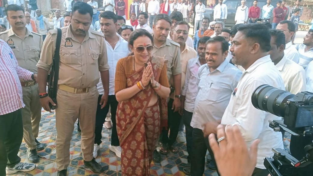 UP Congress chief Aradhana Mishra in Sangramgarh.