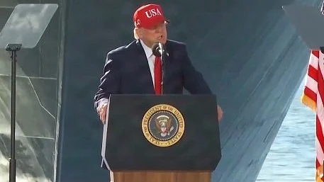 US President Donald Trump speaks at the White House.