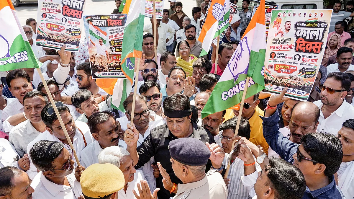 A Rajasthan Congress protest against CEC Gyanesh Kumar in Beawar, 8 Oct