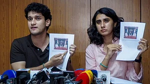 CJP national spokesperson Saurav Das addresses a press conference in New Delhi.