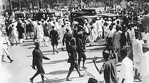 A public protest during the Quit India Movement