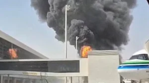 Officials said Terminal 3 of the King Khalid International Airport suffered a direct hit