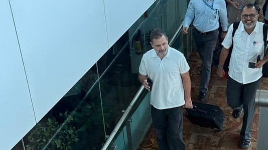Rahul Gandhi at Delhi airport enroute to Chennai
