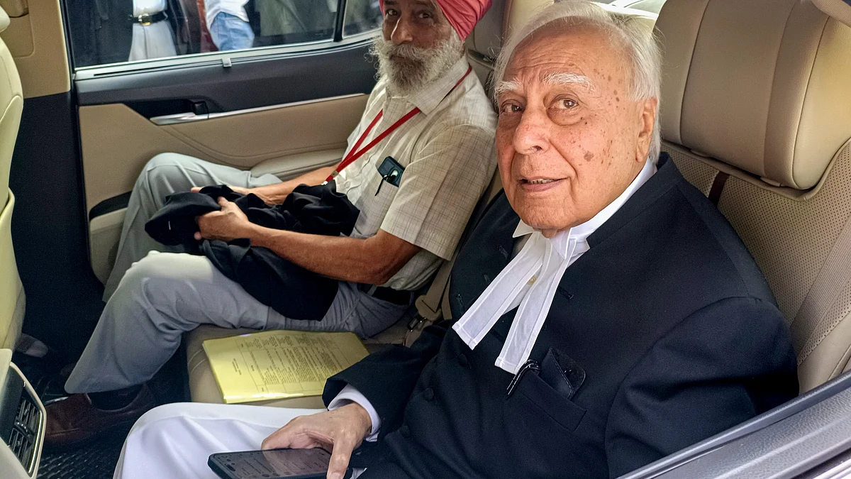 Senior advocate and Rajya Sabha MP Kapil Sibal arrives at Supreme Court.
