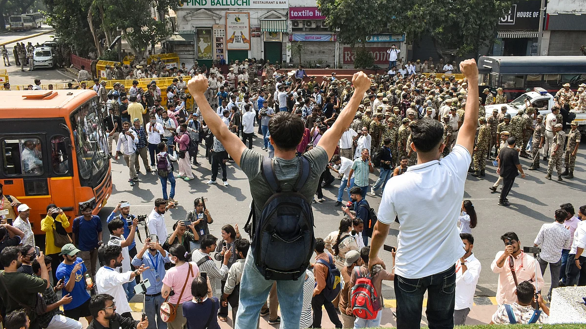 Protests at Connaught Place have intensified.