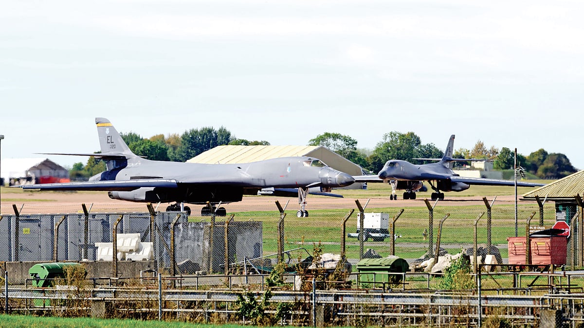 B-1 bombers at RAF Fairford, Gloucestershire, just before the US recalled them
