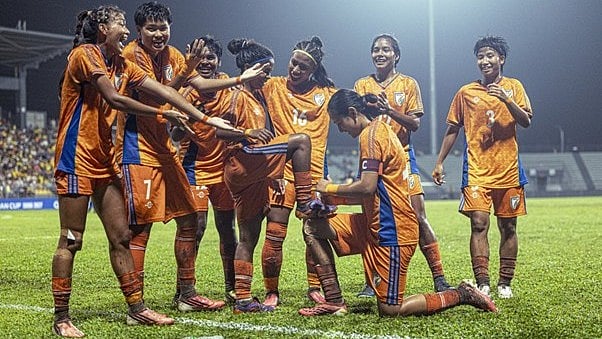 India U17 girls jubilate on qualifying for AFC U17 Asian Cup next year.