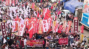 Snapshot of the SFI rally in Kolkata on 12 October