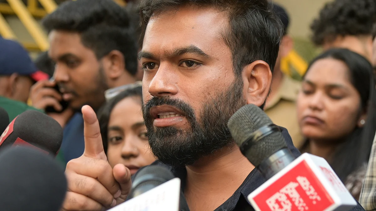 Abhijeet Dipke speaks to the media in Nagpur.