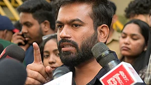 Abhijeet Dipke speaks to the media in Nagpur.