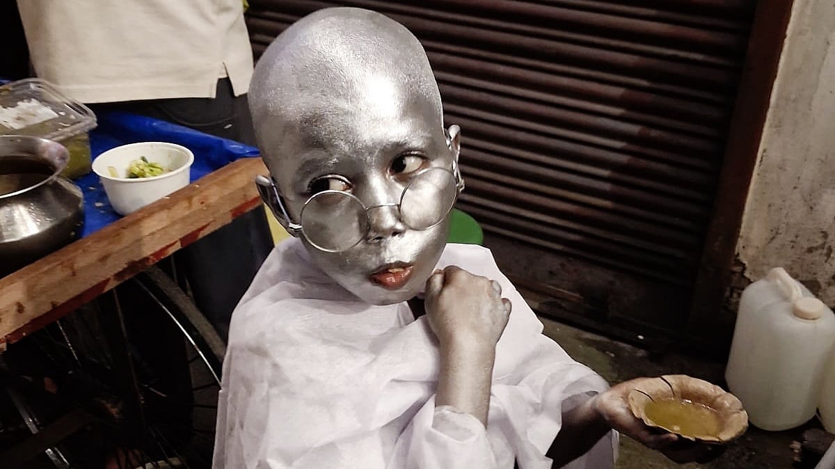 Little Azad 'Gandhi' enjoys his phuchka