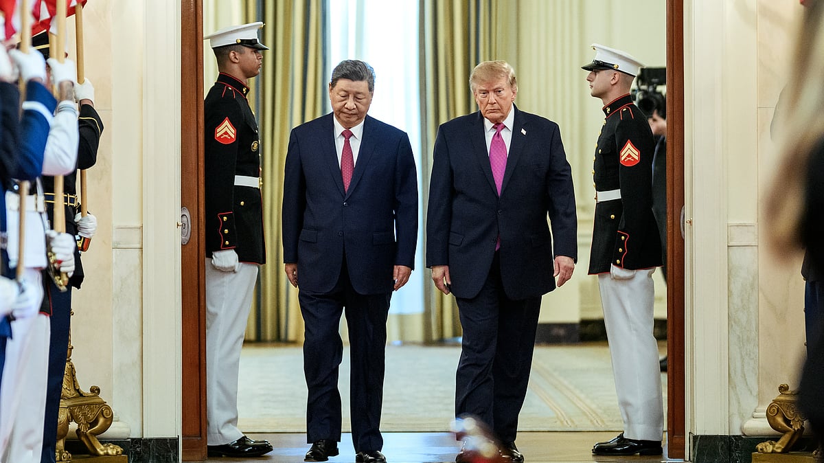 Donald Trump with Xi Jinping at the White House in Washington.
