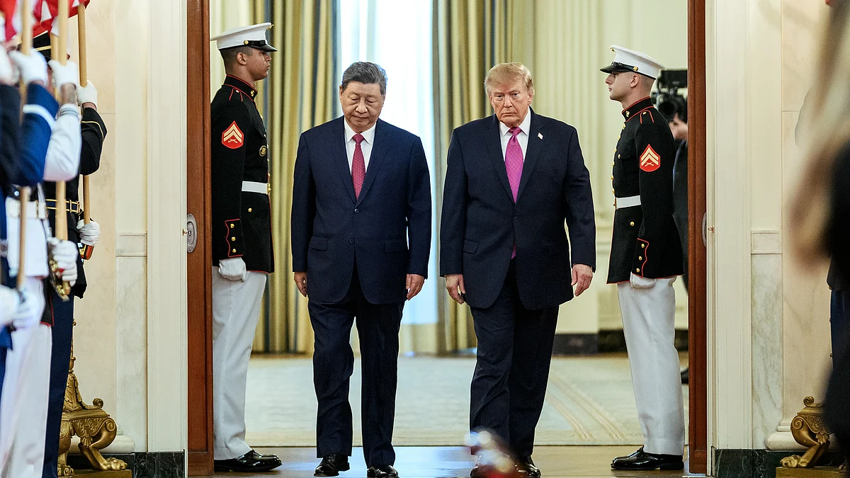 Donald Trump with Xi Jinping at the White House in Washington.