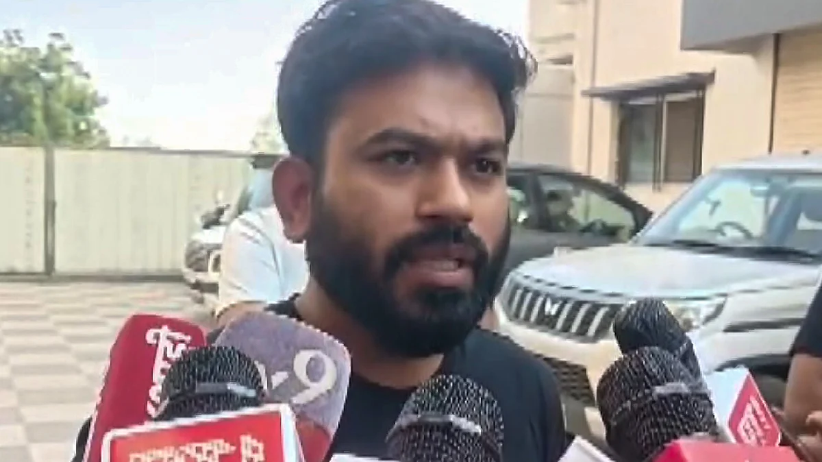 Abhijeet Dipke addresses media persons in Hingoli, Maharashtra.