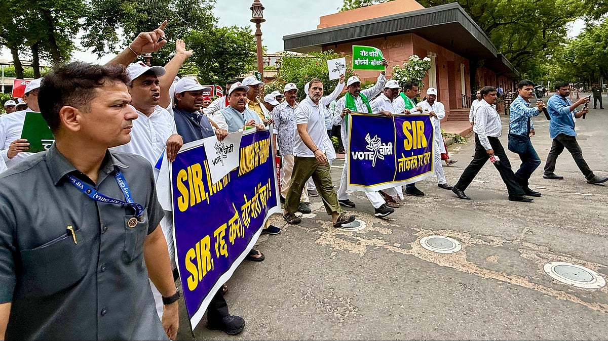 Leader of Opposition Rahul Gandhi leads a march agaist SIR, 'vote chori' in New Delhi
