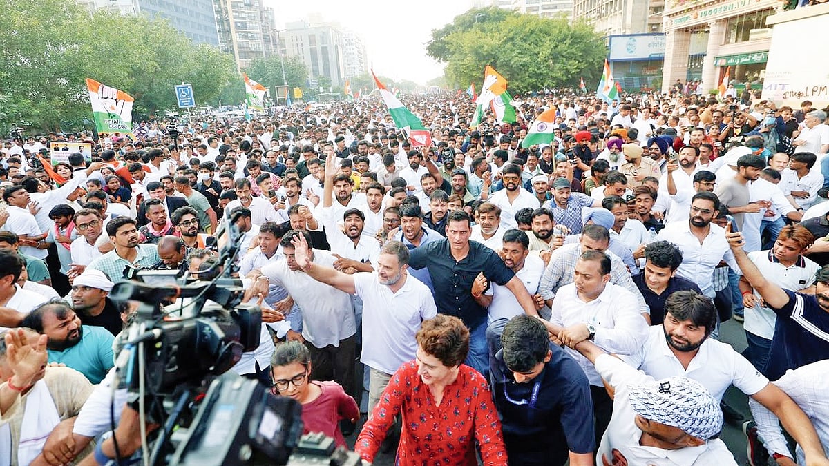 Rahul Gandhi leading the INDIA bloc march to the Supreme Court, 12 Oct