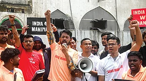 An ‘India for Manipur’ protest in New Delhi