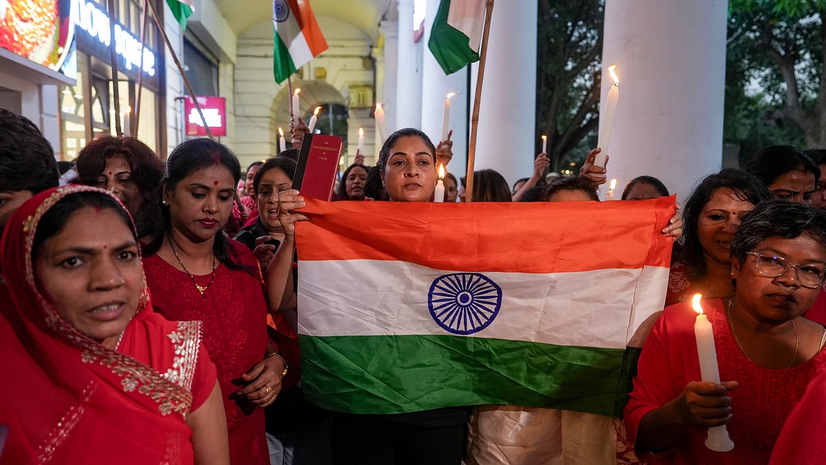Mahila Congress demand justice for Ankia Bhandari in New Delhi on 18 October