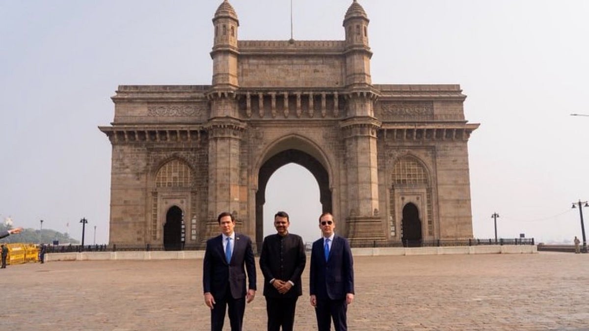 US secretary of state Marco Rubio with Maharashtra CM Devendra Fadnavis at the Gateway of India.