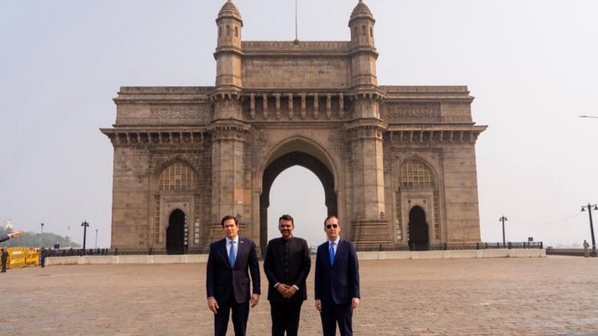 US secretary of state Marco Rubio with Maharashtra CM Devendra Fadnavis at the Gateway of India.