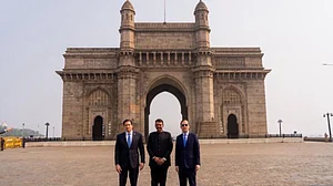 US secretary of state Marco Rubio with Maharashtra CM Devendra Fadnavis at the Gateway of India.