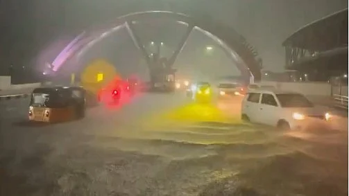 A flooded street in Chennai