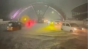 A flooded street in Chennai