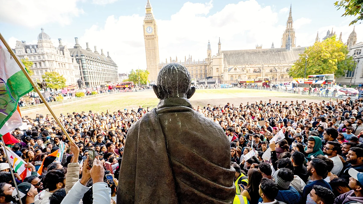 A protest gathering in London