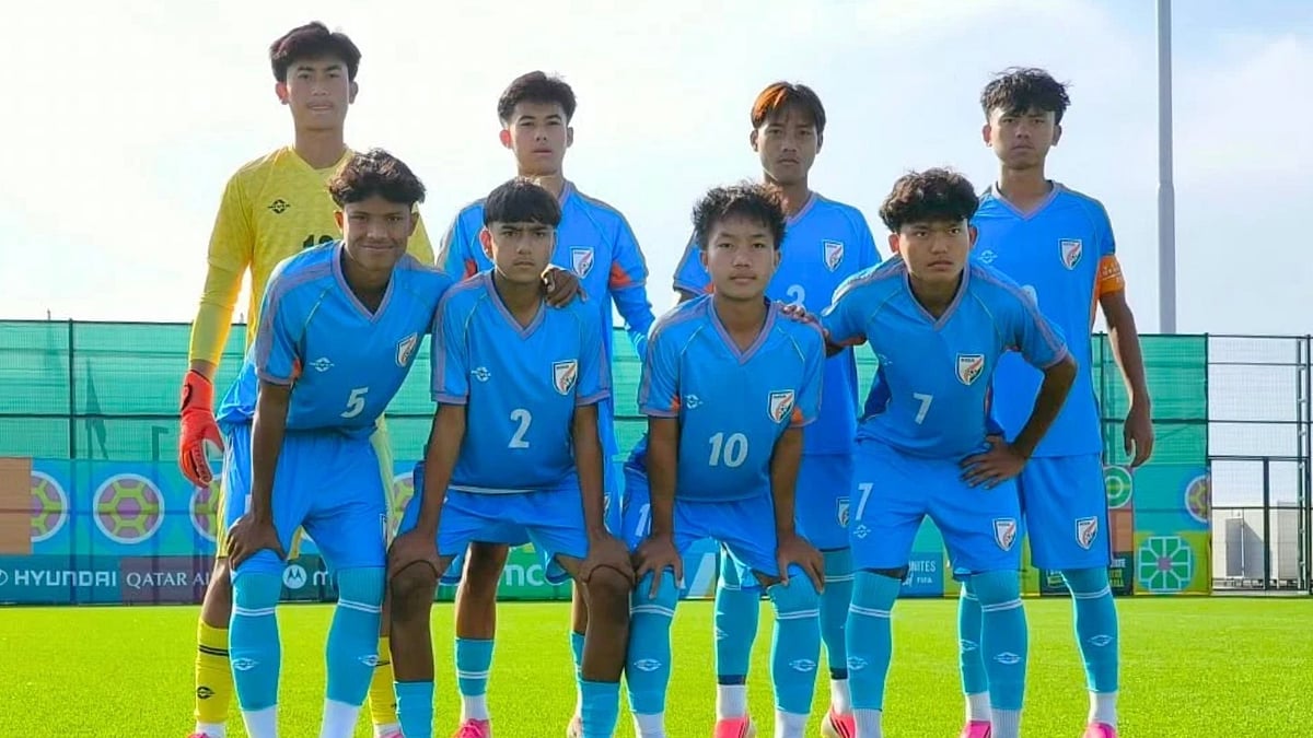 Future stars: India U15 team lined up before the Laos game