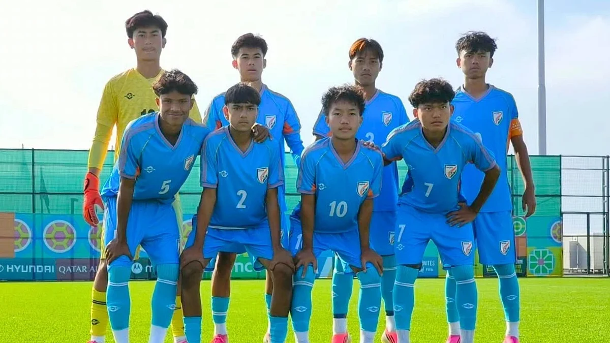 Future stars: India U15 team lined up before the Laos game