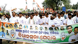 A ‘Parivartan Rally’ in Bhubaneswar, led by PCC president Bhakta Charan Das